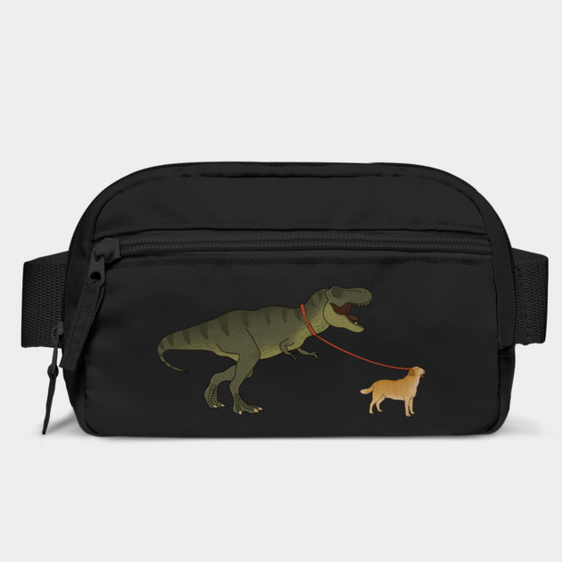 Funny Golden Retriever walking T Rex Dinosaur by logiamerch