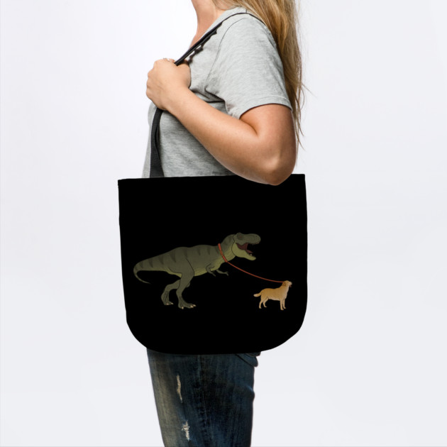 Funny Golden Retriever walking T Rex Dinosaur by logiamerch
