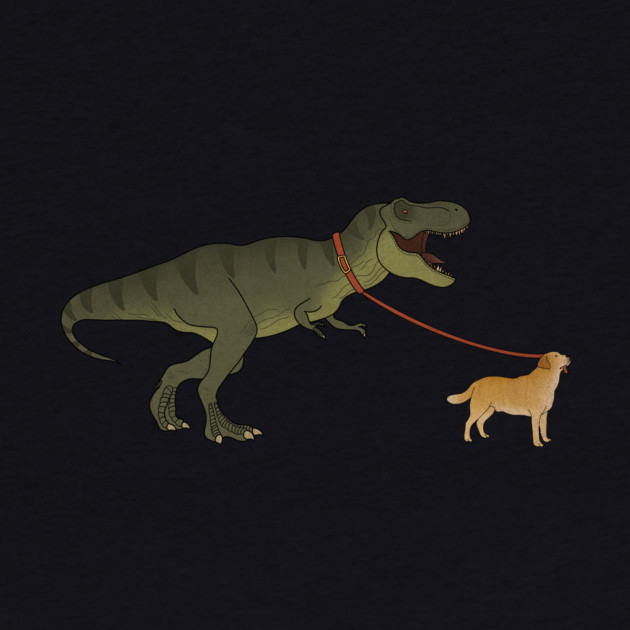 Funny Golden Retriever walking T Rex Dinosaur by logiamerch