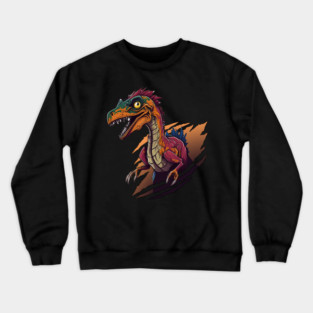 Velociraptor Dinosaur Vivid Colors Crewneck Sweatshirt