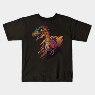 Velociraptor Dinosaur Vivid Colors Kids T-Shirt