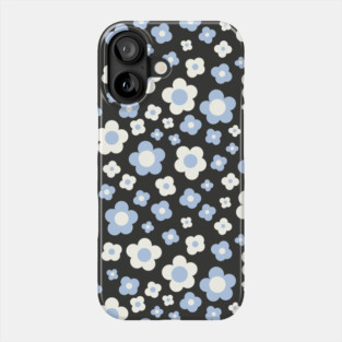 black and blue groovy retro y2k 2000s big pastel flower power 1960s 60s 70s danish aesthetics coconut girl ditsy daisies Phone Case