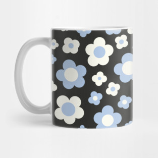 black and blue groovy retro y2k 2000s big pastel flower power 1960s 60s 70s danish aesthetics coconut girl ditsy daisies Mug