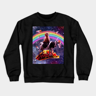 Space Dog Riding Cow Unicorn - Taco & Burrito Crewneck Sweatshirt