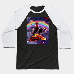 Space Dog Riding Cow Unicorn - Taco & Burrito Baseball T-Shirt