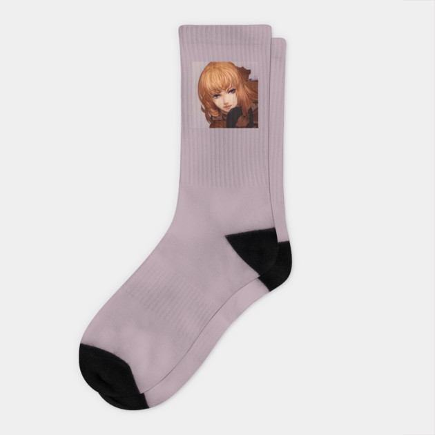 anime girl brown hair Socks by animegirlnft