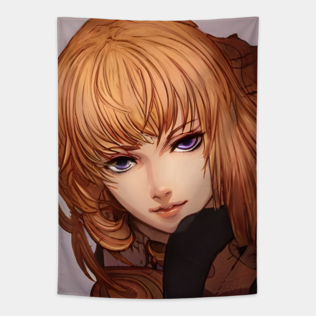 anime girl brown hair Tapestry by animegirlnft