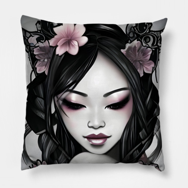 style tatto girl Pillow by animegirlnft