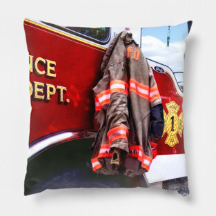 Firemen - Fireman's Jacket On Fire Truck Pillow