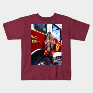Firemen - Fireman's Jacket On Fire Truck Kids T-Shirt