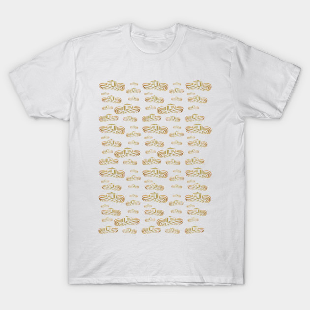 Sombrero Vueltiao Gold Leaf Pattern (White Background) T-Shirt by Diego-t