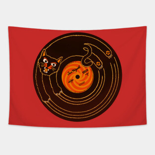 CAT SCRATCH / VINYL RECORD (brown and orange) Tapestry