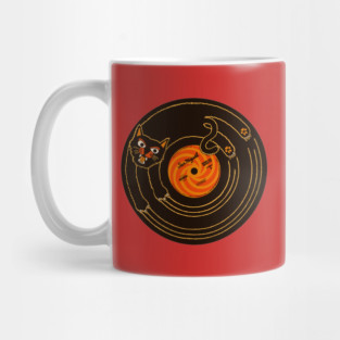 CAT SCRATCH / VINYL RECORD (brown and orange) Mug