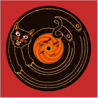 CAT SCRATCH / VINYL RECORD (brown and orange) Posters and Art