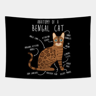 Bengal Cat Anatomy Tapestry