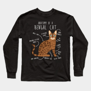 Bengal Cat Anatomy Long Sleeve T-Shirt