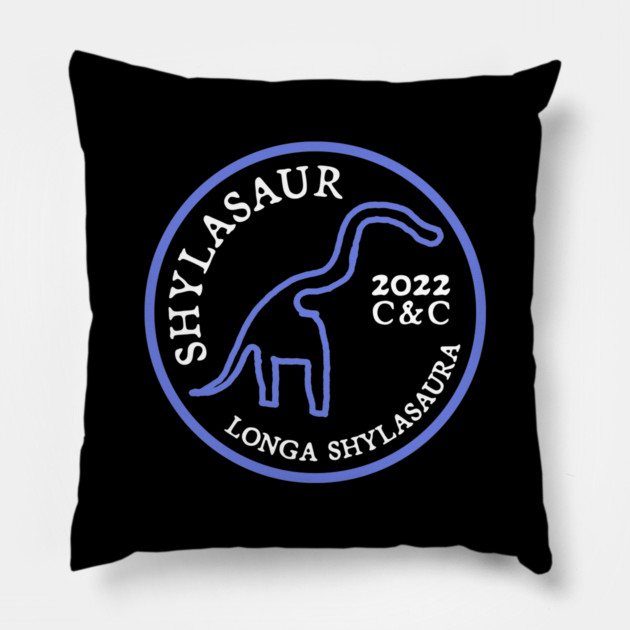 Shylasaur (Special Periwinkle Badge Edition) Pillow by allisawr