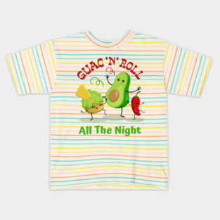 Guac 'N' Roll All The Night Guacamole Lovers Cinco De Mayo Fiesta Squad Funny Mexican Food Men Women Kids Kids T-Shirt