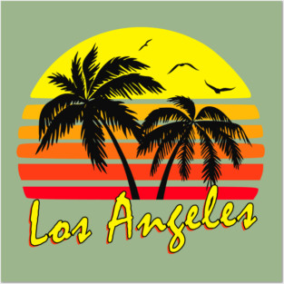 Los Angeles Retro Sunset Posters and Art