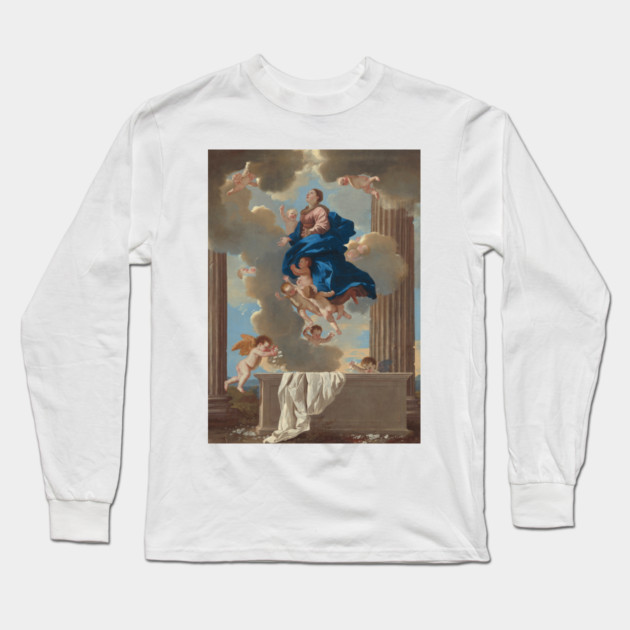 The Assumption of the Virgin by Nicolas Poussin Long Sleeve T-Shirt by Classic Art Stall