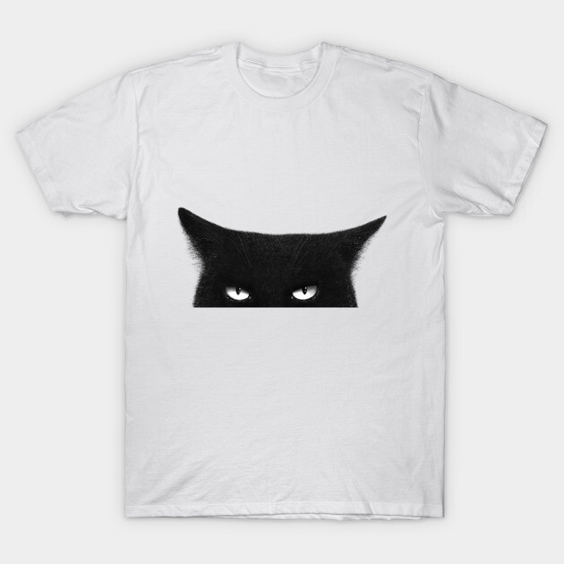 Angry black cat T-Shirt by kodamorkovkart