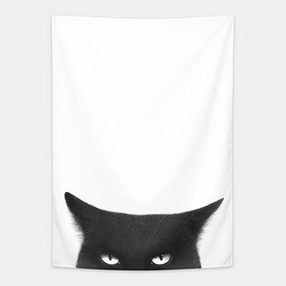 Angry black cat Tapestry