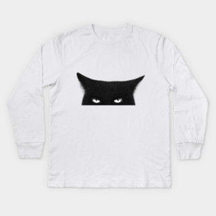 Angry black cat Kids Long Sleeve T-Shirt