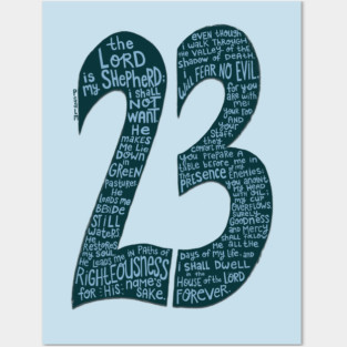 Psalm 23 Typography Design - Inspirational Bible Verse Art Posters and Art