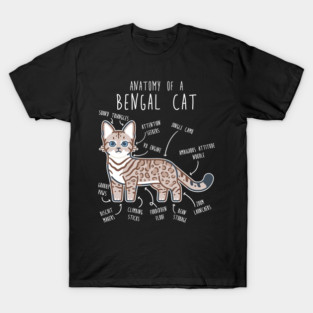 Snow Bengal Cat Seal Lynx Anatomy T-Shirt