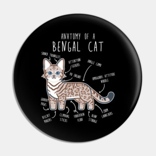 Snow Bengal Cat Seal Lynx Anatomy Pin