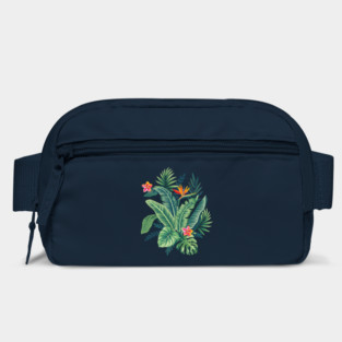 Tropical Banana Monstera Palm Leaves & Flowers Bag