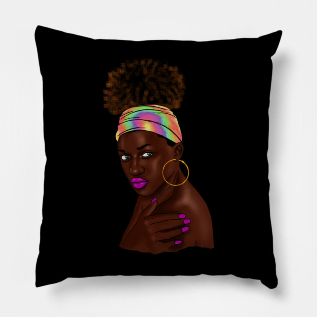 Beautiful Afro Melanin African Woman Pillow by logiamerch