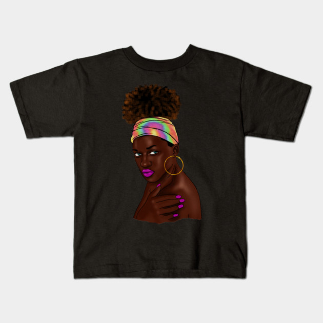 Beautiful Afro Melanin African Woman Kids T-Shirt by logiamerch