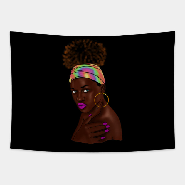 Beautiful Afro Melanin African Woman Tapestry by logiamerch