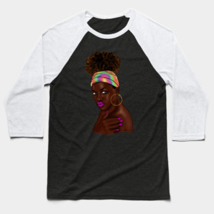 Beautiful Afro Melanin African Woman Baseball T-Shirt