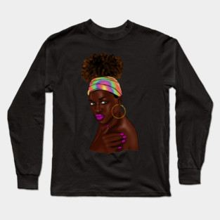 Beautiful Afro Melanin African Woman Long Sleeve T-Shirt