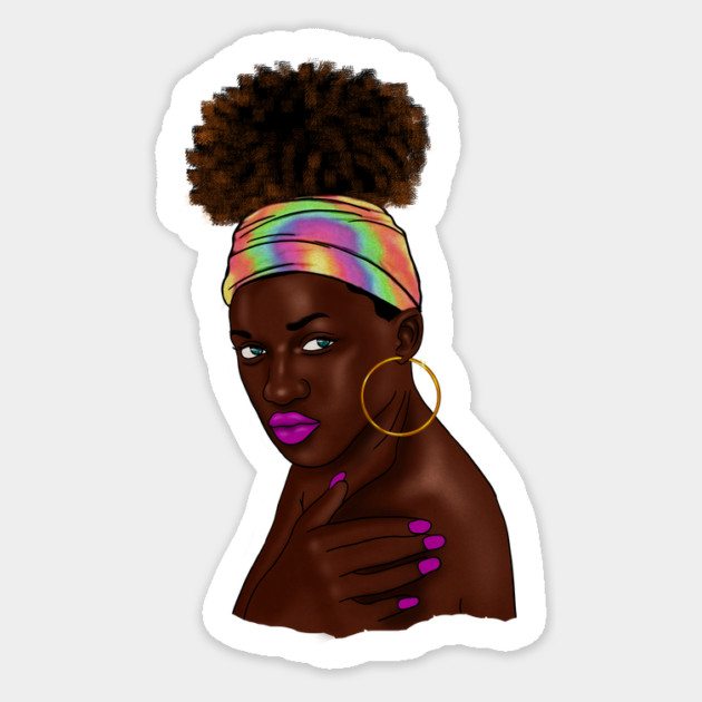 Beautiful Afro Melanin African Woman Sticker by logiamerch