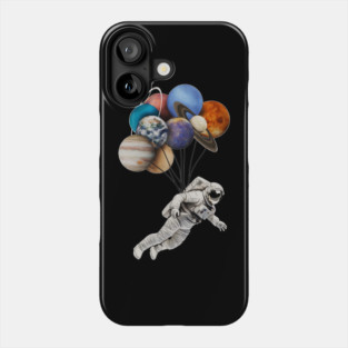Astronaut Floating with Planets as Balloons Colourful Phone Case