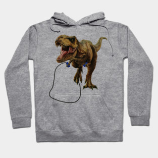 Funny T Rex Trying skipping rope, Sad Dinosaur Hoodie