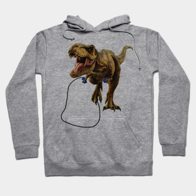 Funny T Rex Trying skipping rope, Sad Dinosaur Hoodie by logiamerch