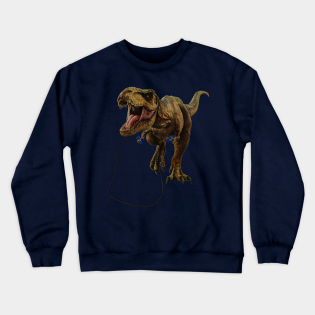 Funny T Rex Trying skipping rope, Sad Dinosaur Crewneck Sweatshirt by logiamerch