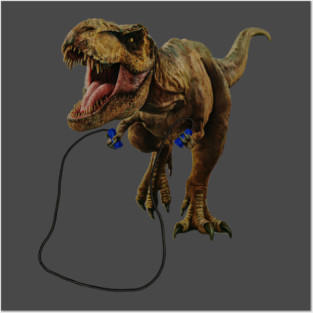 Funny T Rex Trying skipping rope, Sad Dinosaur Posters and Art