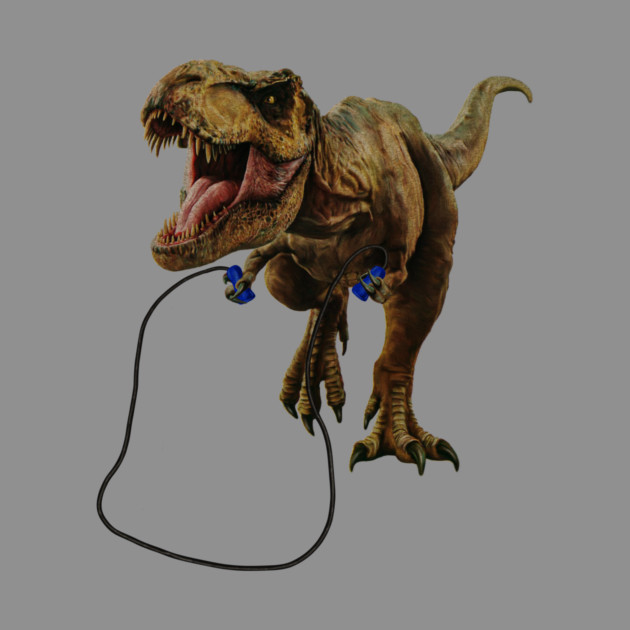 Funny T Rex Trying skipping rope, Sad Dinosaur by logiamerch