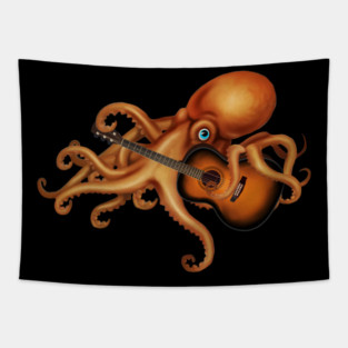 Octupos Playing Guitar, Music Lover Tapestry
