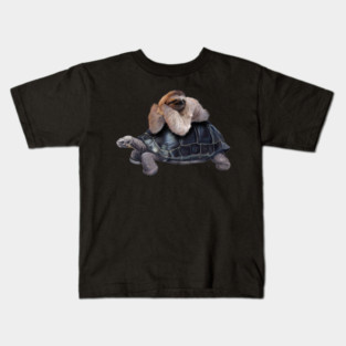 Sloth Lying on Turtle, Funny Lazy Animals Kids T-Shirt
