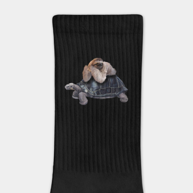 Sloth Lying on Turtle, Funny Lazy Animals by logiamerch