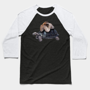 Sloth Lying on Turtle, Funny Lazy Animals Baseball T-Shirt