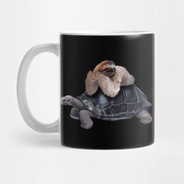 Sloth Lying on Turtle, Funny Lazy Animals by logiamerch