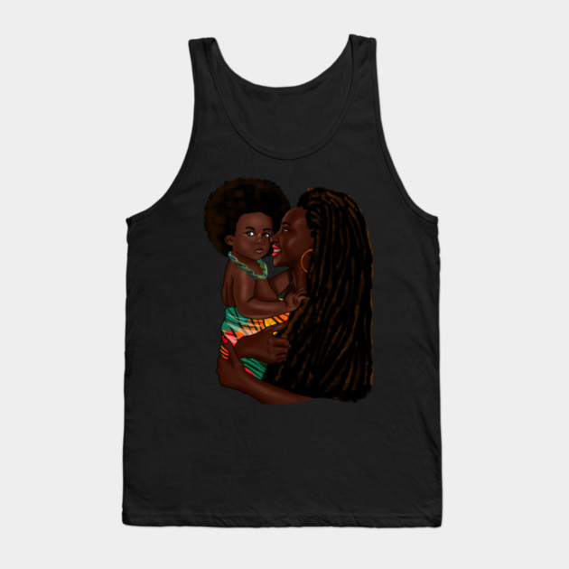 Loving Afro Mom and Baby, African Woman with Child Tank Top by logiamerch