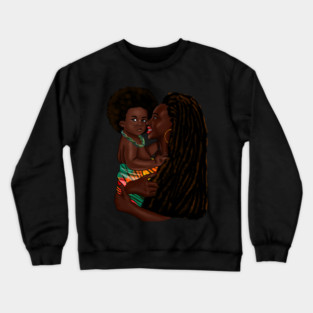 Loving Afro Mom and Baby, African Woman with Child Crewneck Sweatshirt